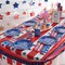 Patriotic Red, White & Blue Disposable Plastic Tablecloth Roll 40" x 100 ft.